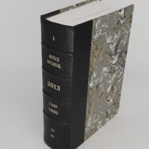 Art et Reliure notaires couverture cuir noir et gris