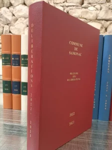 Art et Reliure de Lautrec Mairies et Collectivités registre délibération cuir rouge côté devant